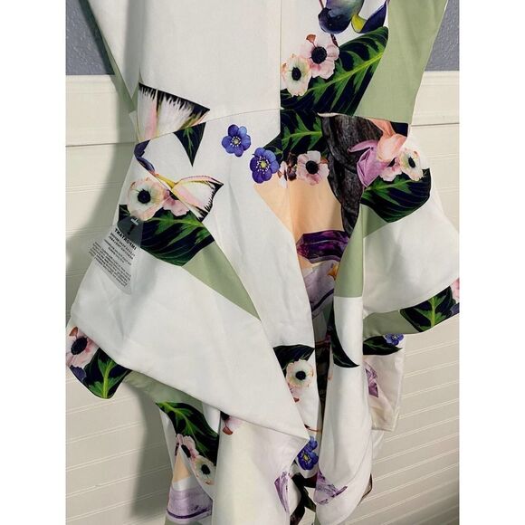 Bariano White Abstract Sleeveless Ruffle Cocktail Dress - Picture 3 of 7